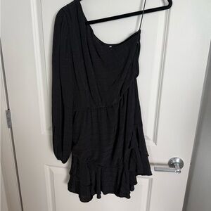 Lush Black Asymmetrical One-Shoulder Cocktail Dress